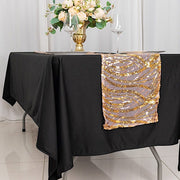 12"x108" Mesh Table Runner with Wavy Embroidered Sequins