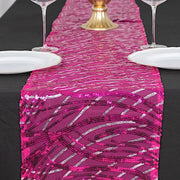 12"x108" Mesh Table Runner with Wavy Embroidered Sequins