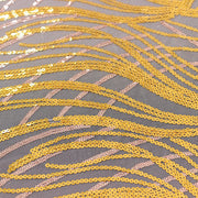12"x108" Mesh Table Runner with Wavy Embroidered Sequins