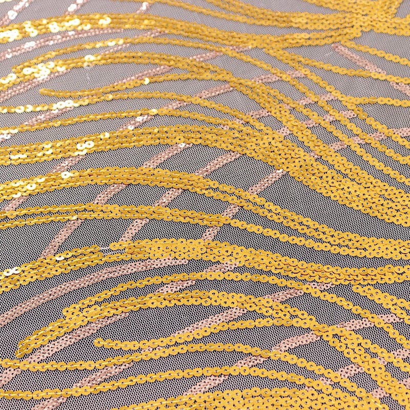 12"x108" Mesh Table Runner with Wavy Embroidered Sequins