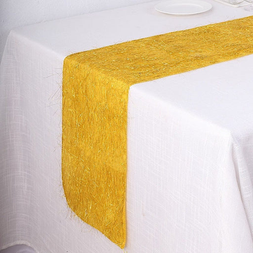 12"x108" Metallic Fringe Shag Tinsel Table Runner RUN_STR01_GOLD