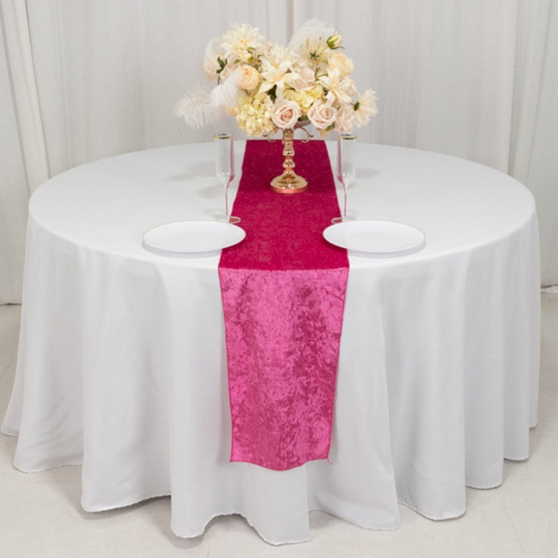 12"x108" Premium Crushed Velvet Table Runner Wedding Linens