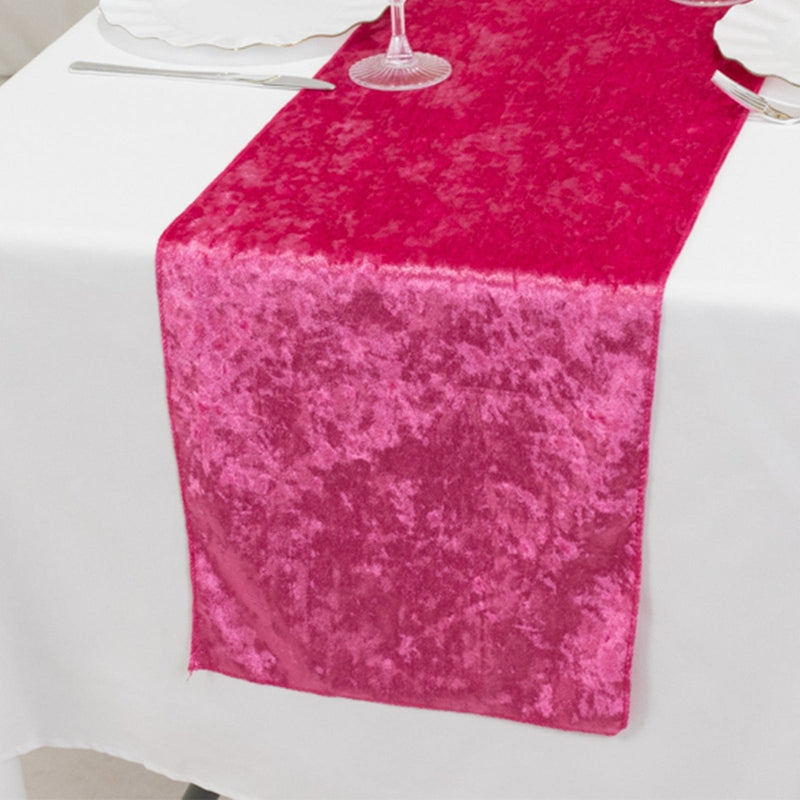 12"x108" Premium Crushed Velvet Table Runner Wedding Linens