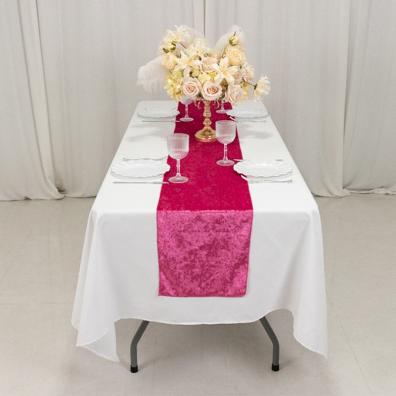 12"x108" Premium Crushed Velvet Table Runner Wedding Linens
