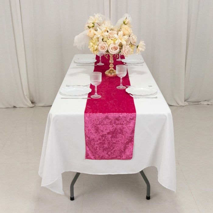 12"x108" Premium Crushed Velvet Table Runner Wedding Linens