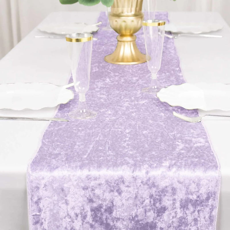 12"x108" Premium Crushed Velvet Table Runner Wedding Linens