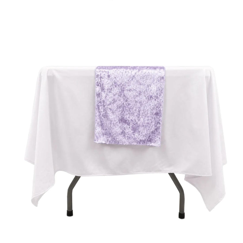 12"x108" Premium Crushed Velvet Table Runner Wedding Linens RUN_VEL01_LAV