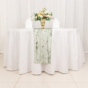 12"x108" Premium Crushed Velvet Table Runner Wedding Linens - Sage Green RUN_VEL01_SAGE