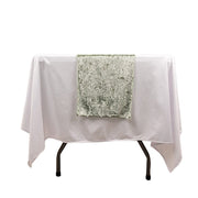12"x108" Premium Crushed Velvet Table Runner Wedding Linens - Sage Green RUN_VEL01_SAGE