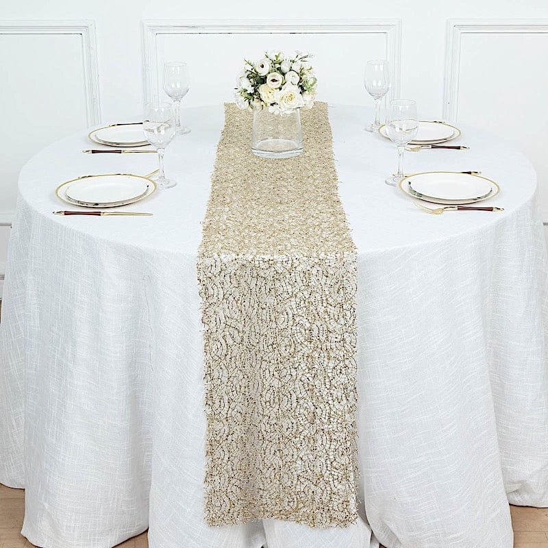 12"x108" Sequin Mesh Schiffli Lace Table Runner