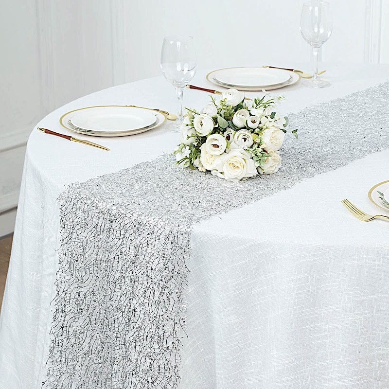 12"x108" Sequin Mesh Schiffli Lace Table Runner