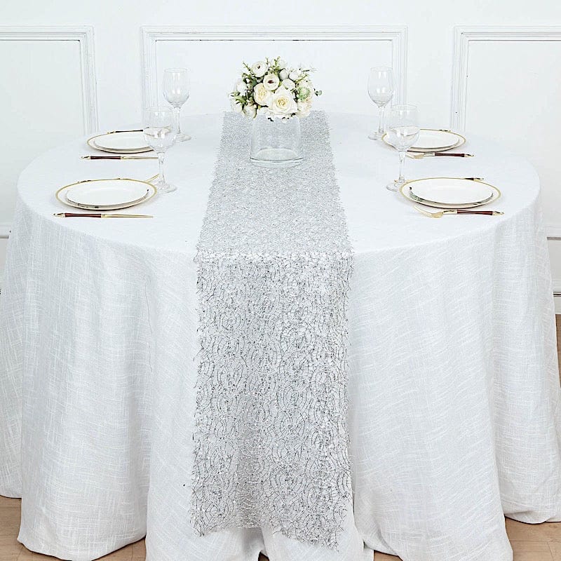 12"x108" Sequin Mesh Schiffli Lace Table Runner