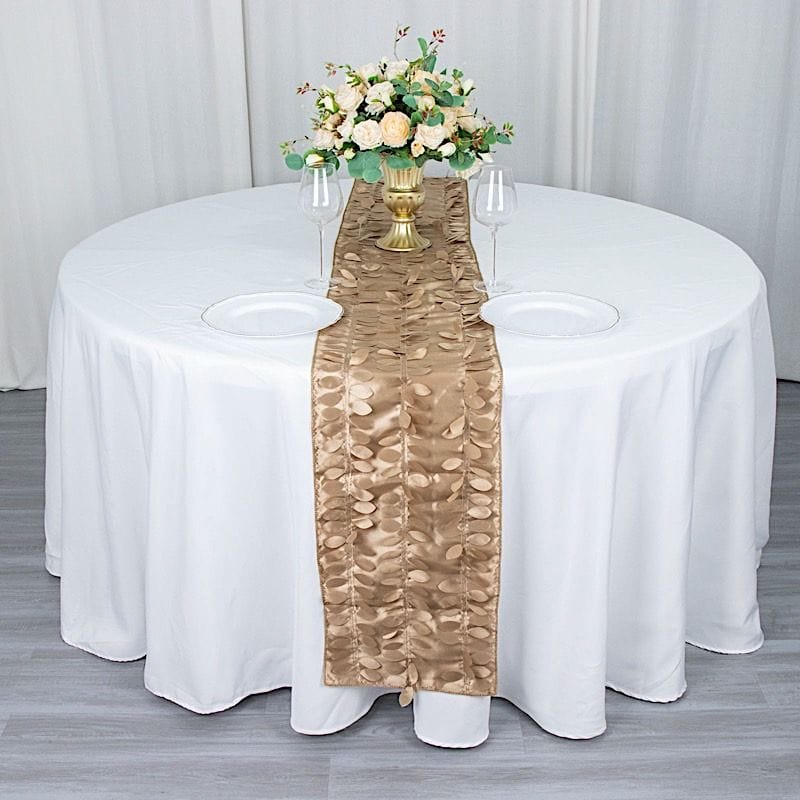 12"x108" Taffeta Table Runner with 3D Leaves Petals Design