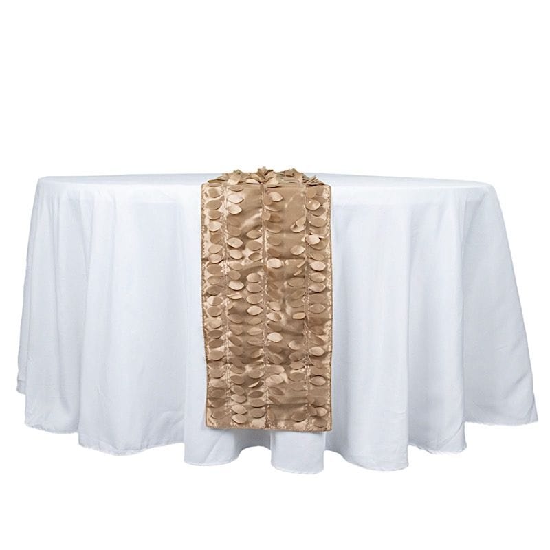 12"x108" Taffeta Table Runner with 3D Leaves Petals Design
