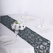 12"x108" Tulle Table Runner with Embroidered Leaves Vines Sequins