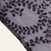 12"x108" Tulle Table Runner with Embroidered Leaves Vines Sequins