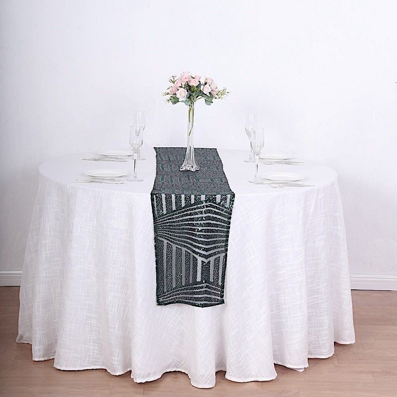 12"x108" Tulle Table Runner with Sequins and Geometric Pattern