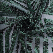 12"x108" Tulle Table Runner with Sequins and Geometric Pattern