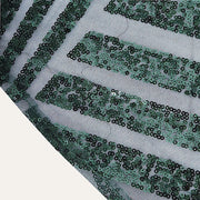 12"x108" Tulle Table Runner with Sequins and Geometric Pattern