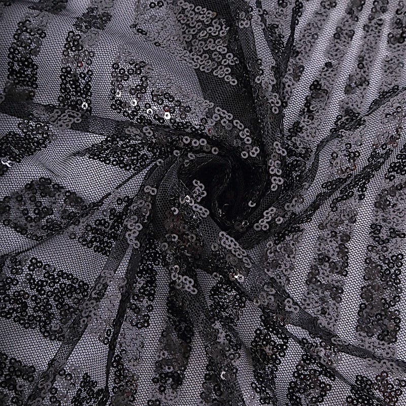 12"x108" Tulle Table Runner with Sequins and Geometric Pattern