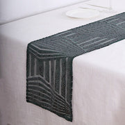 12"x108" Tulle Table Runner with Sequins and Geometric Pattern