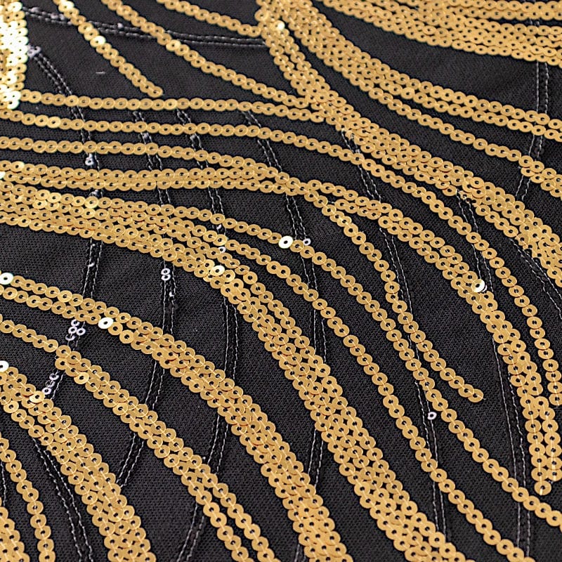 12"x108" Wave Mesh Table Runner with Embroidered Sequins