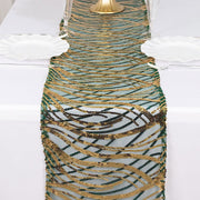 12"x108" Wave Mesh Table Runner with Embroidered Sequins