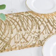 12"x108" Wave Mesh Table Runner with Embroidered Sequins