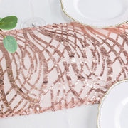 12"x108" Wave Mesh Table Runner with Embroidered Sequins