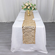 12"x108" Wave Mesh Table Runner with Embroidered Sequins