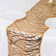 12"x108" Wave Mesh Table Runner with Embroidered Sequins