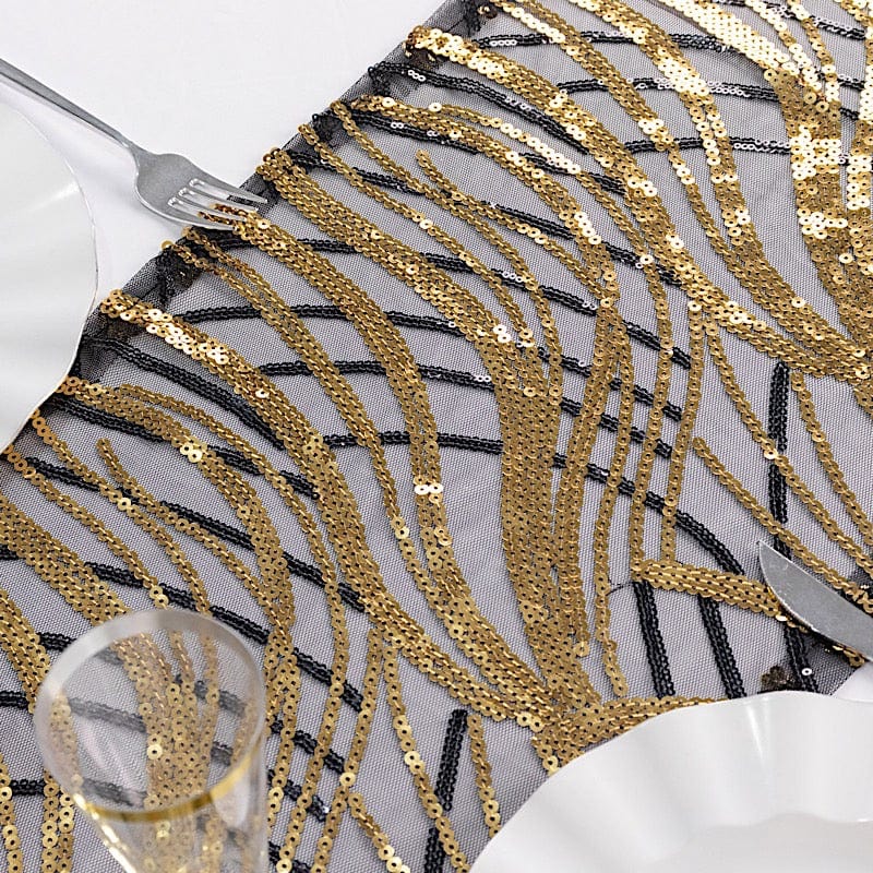 12"x108" Wave Mesh Table Runner with Embroidered Sequins