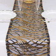 12"x108" Wave Mesh Table Runner with Embroidered Sequins