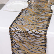 12"x108" Wave Mesh Table Runner with Embroidered Sequins