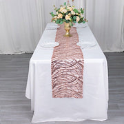 12"x108" Wave Mesh Table Runner with Embroidered Sequins