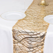12"x108" Wave Mesh Table Runner with Embroidered Sequins