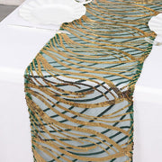 12"x108" Wave Mesh Table Runner with Embroidered Sequins
