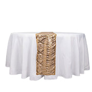 12"x108" Wave Mesh Table Runner with Embroidered Sequins RUN_02_WAVE_GOLD