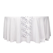 12"x108" Wave Mesh Table Runner with Embroidered Sequins RUN_02_WAVE_WHBK