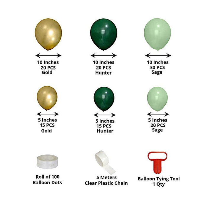 120 Assorted DIY Balloon Garland Kit - Gold and Green BLOON_KIT12_SGGD