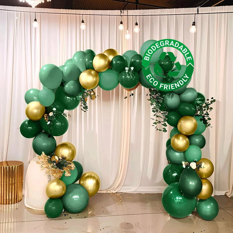 120 Biodegradable Balloon Garland - Gold and Green BLOON_BIO_KIT12_SGGD