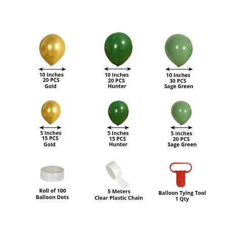 120 Biodegradable Balloon Garland - Gold and Green BLOON_BIO_KIT12_SGGD