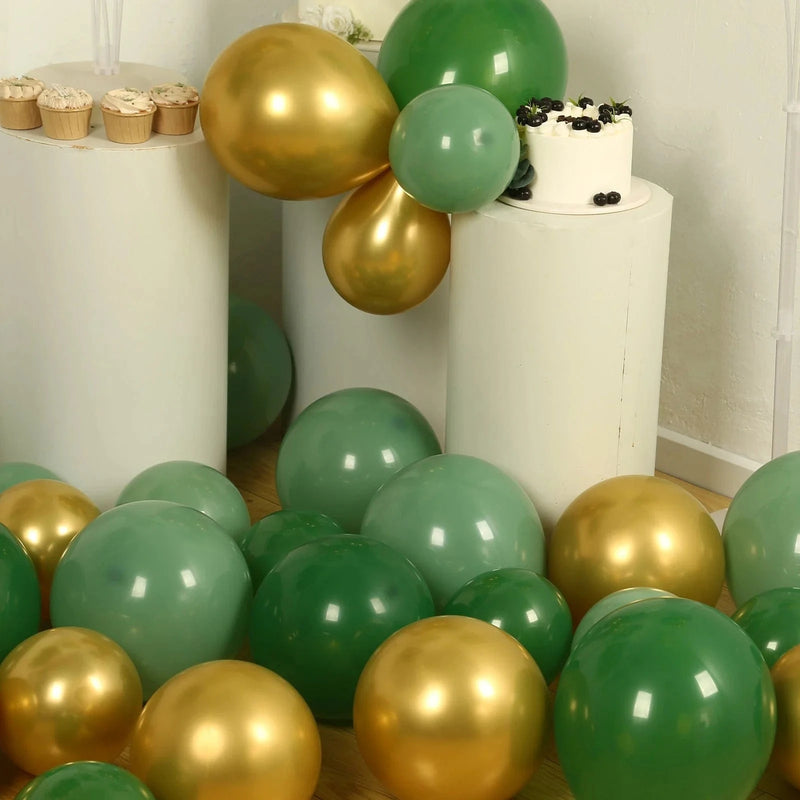 120 Biodegradable Balloon Garland - Gold and Green BLOON_BIO_KIT12_SGGD