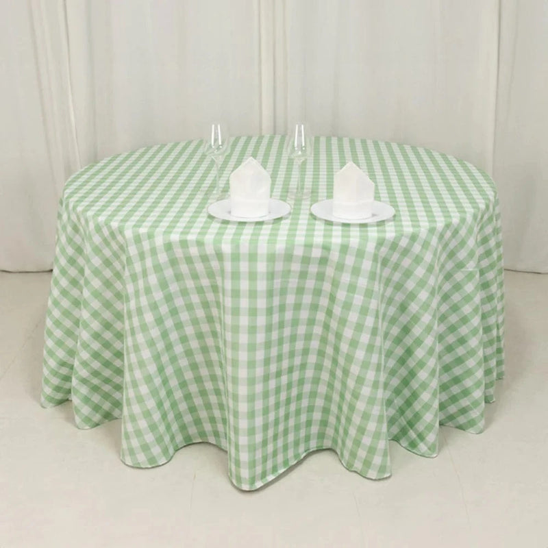 120" Checkered Gingham Polyester Round Tablecloth