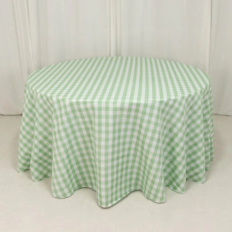 120" Checkered Gingham Polyester Round Tablecloth