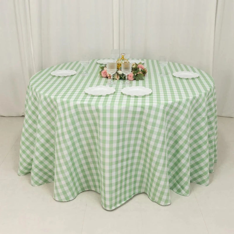 120" Checkered Gingham Polyester Round Tablecloth