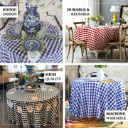120" Checkered Gingham Polyester Round Tablecloth
