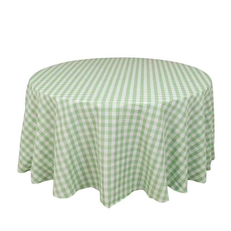 120" Checkered Gingham Polyester Round Tablecloth TAB_CHK120_SAGE