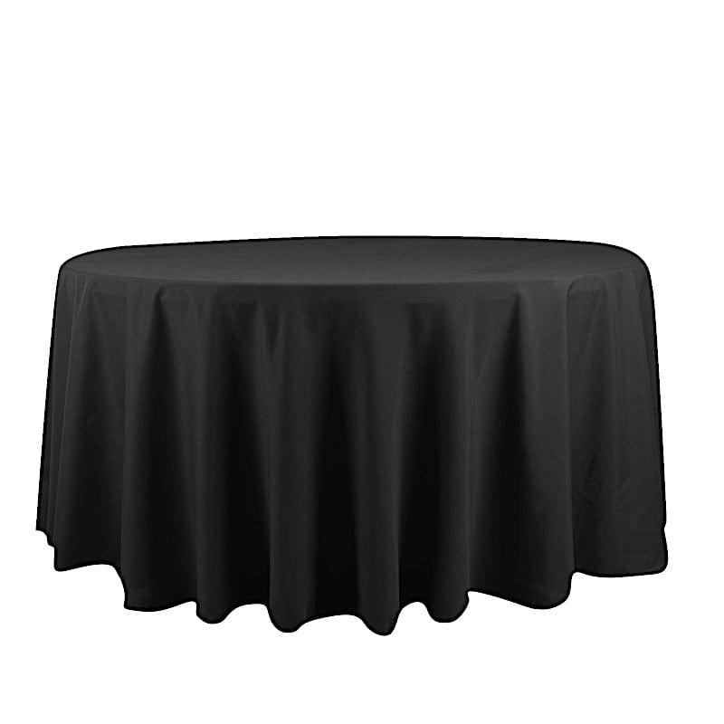 120" Cotton Blend Round Tablecloth for Weddings and Events TAB_COT01_120_BLK