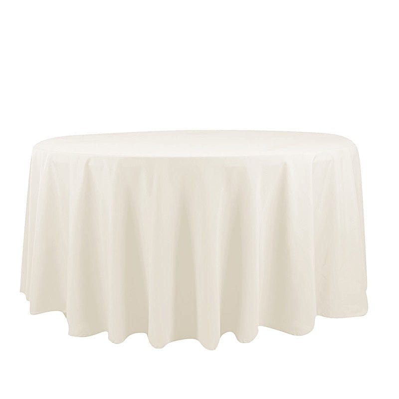 120" Cotton Blend Round Tablecloth for Weddings and Events TAB_COT01_120_IVR